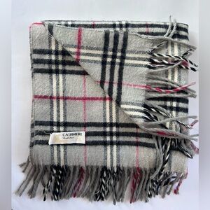 Royal Rossi Large Cashmere Scarf Burberry Design 70" L plaid red grey xl size